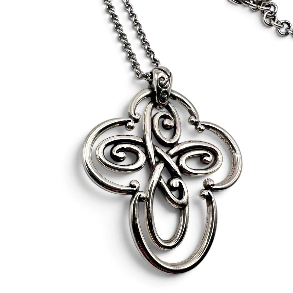 Brighton Scroll Quatrefoil Celtic Knot Silver Pendant Necklace